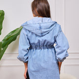 hooded denim jacket - Light blue