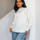 Bloomy Knit Sweater- Off white