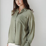 Open Back Lace Shirt- Olive