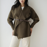 Wrap Cape Cardigan-Brown