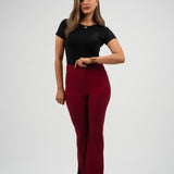 High-Waisted Flare pants-burgundy