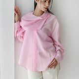 Scarf Collar Shirt- pink