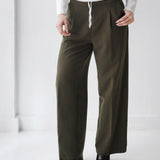 Loose Fit Pants-Olive