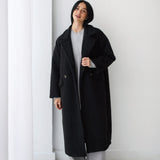 Teddy Long Coat in black