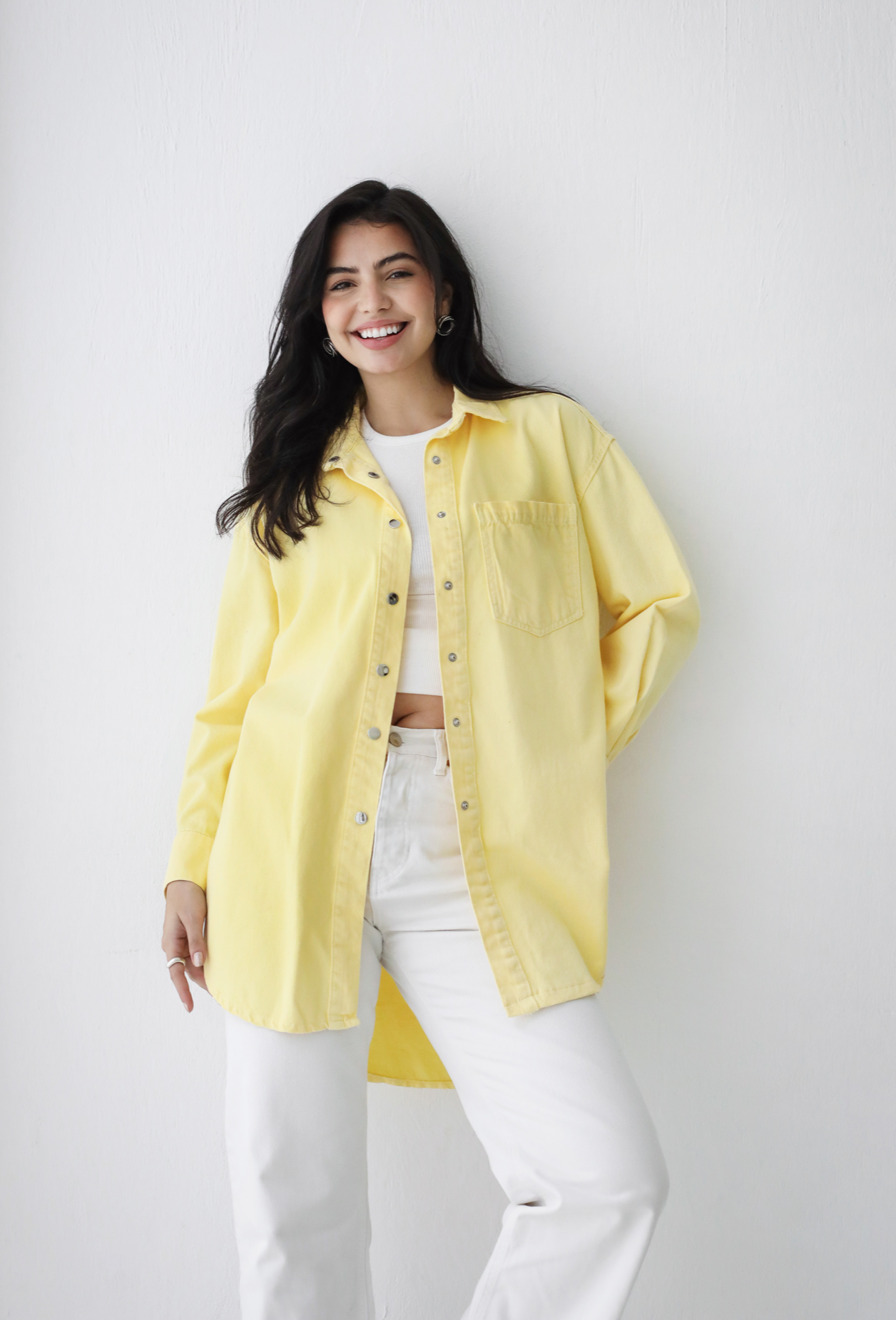Gabardine long line shirt