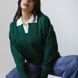 Collar Knit Sweater-Olive