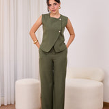 Sleeveless classic set-Olive