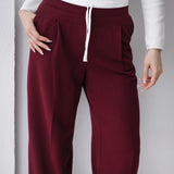 Loose Fit Pants-Burgundy
