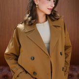 Cropped trench coat -Havana