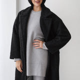 Teddy Long Coat in black