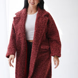 Teddy Long Coat in burgundy
