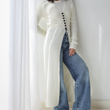 Longline Knit Cardigan-Off Whit
