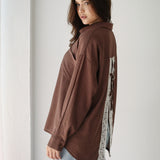 Open Back Lace Shirt- Brown