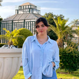 Bloom linen shirt-baby blue