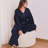 Dark-wash v-denim set