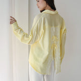 Open Back Lace Shirt- Yellow