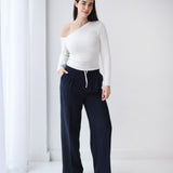 Loose Fit Pants-Navy