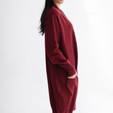 Oversized Longline Cardigan-Burgundy