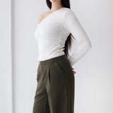 Loose Fit Pants-Olive