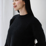 Soft Rib Knit Sweater- Black