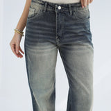 Folded Washed Denim Pants