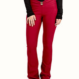 Mid-Rise Flare Pants- Burgundy