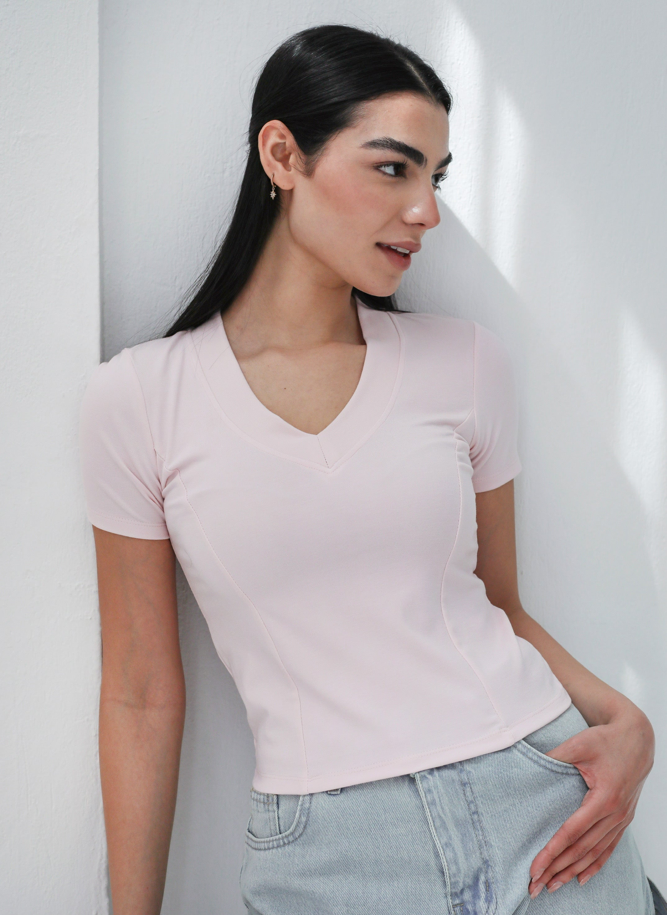 Short Sleeve V-Neck Top