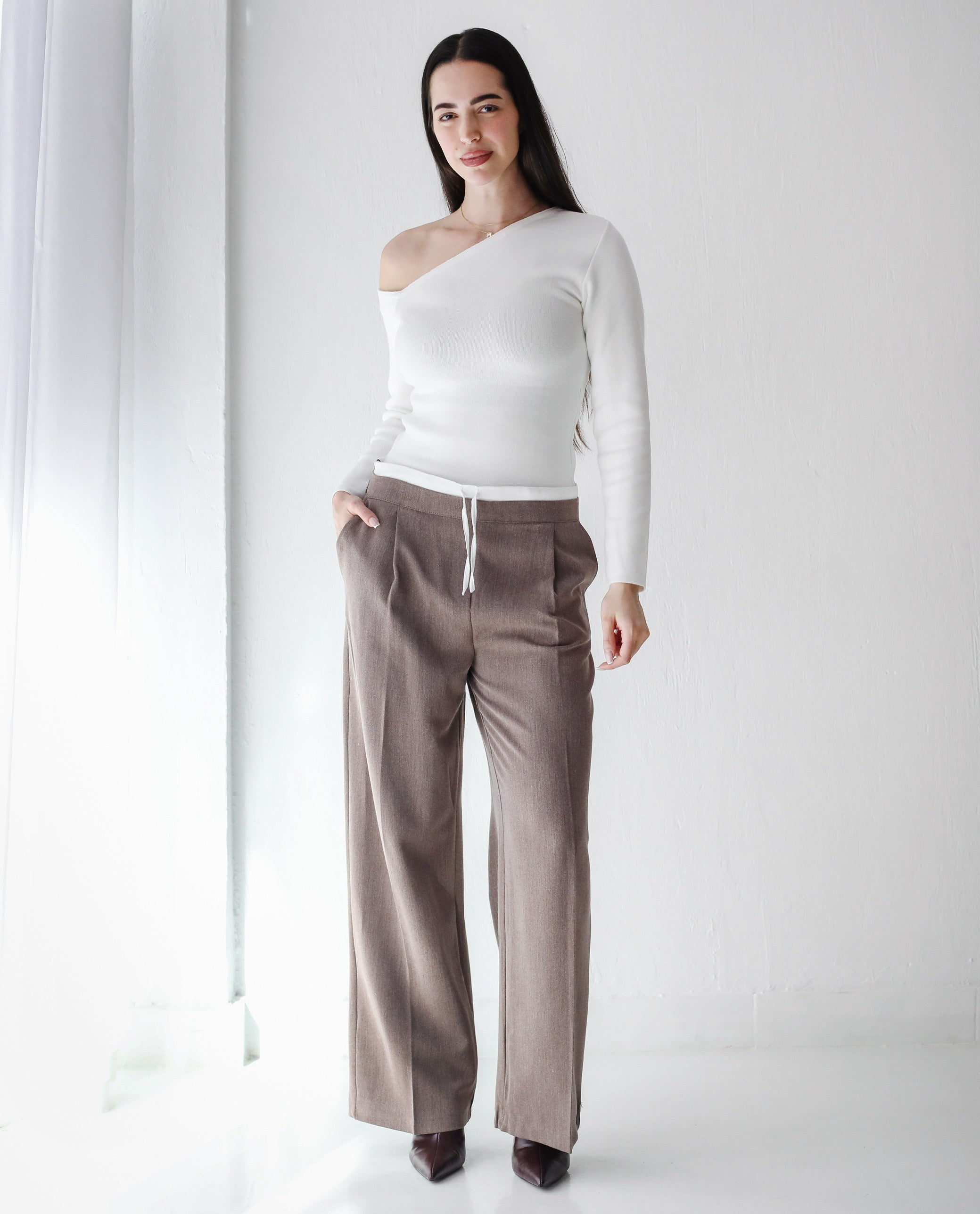 Loose Ffe Loose Fit Pants-Brown – bloom-c.com