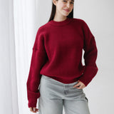 Soft Rib Knit Sweater- Burgundy