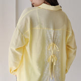 Open Back Lace Shirt- Yellow