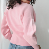 Cropped Knit Cardigan-Pink