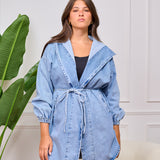 hooded denim jacket - Light blue