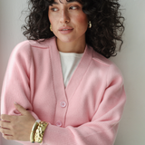 Cropped Knit Cardigan-Pink