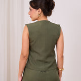 Sleeveless classic set-Olive