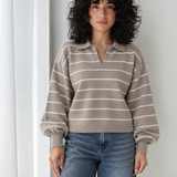 Striped Collar Sweater-Cafe