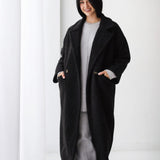 Teddy Long Coat in black