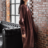 Oversized Longline Cardigan-Brown