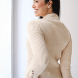 Grace Collar Knit top in beige