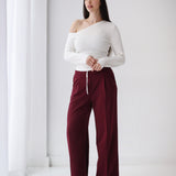 Loose Fit Pants-Burgundy