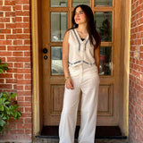 Sleeveless set in beige