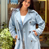 Sky Blue Denim Trench Coat