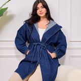 hooded denim jacket - blue