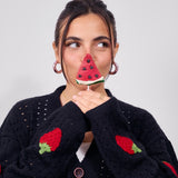 Cropped Strawberry Sweater-Black