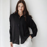 Open Back Lace Shirt- Black