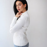 Grace Collar Knit top in of white