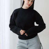 Soft Rib Knit Sweater- Black