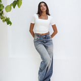 City Flow Wide leg jeans-mid blue
