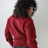 Cropped Knit Cardigan-Burgundy