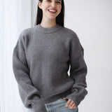 Soft Rib Knit Sweater- Gray