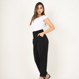 High waist tailored pants-Black